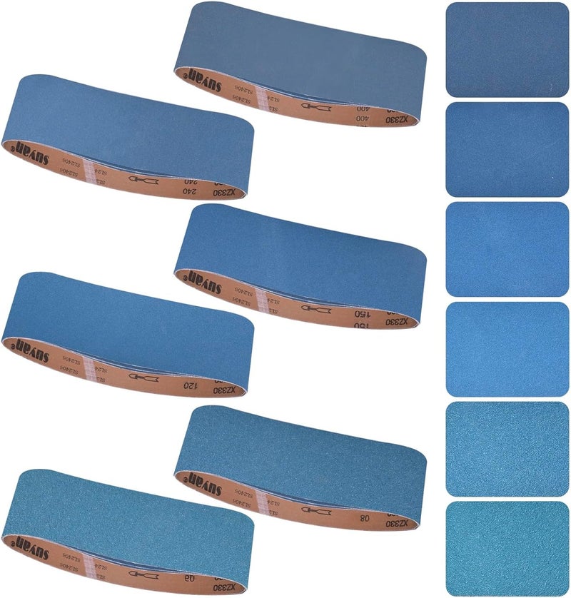 Aolabela 4x36 Inch Sanding Belts 18 Pcs 6 Grits Sizes (3 Each of 60/80/120/150/240/400 Grits) Heavy Duty Belt Sander Zirconia Belt Sander Paper for Wood, Metal, Stainless Steel, Cars, and Furniture - Image 1